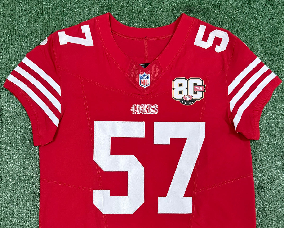 Dre Greenlaw San Francisco 49ers Jersey #57 Nike Vapor FUSE Elite Red Size 44 (Large) NFL