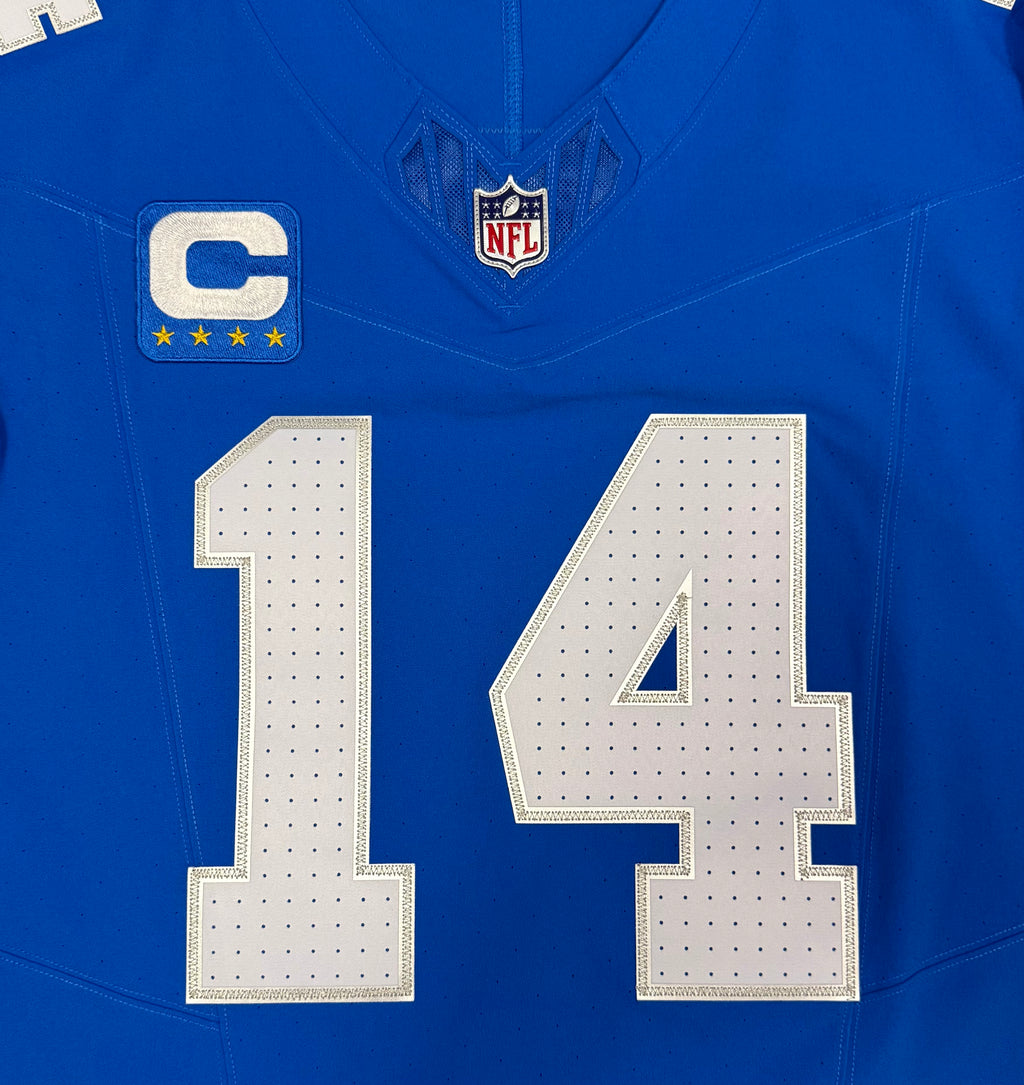 Amon Ra St Brown Detroit Lions Jersey #14 Nike Vapor FUSE Elite Blue Size 44 (Large) NFL