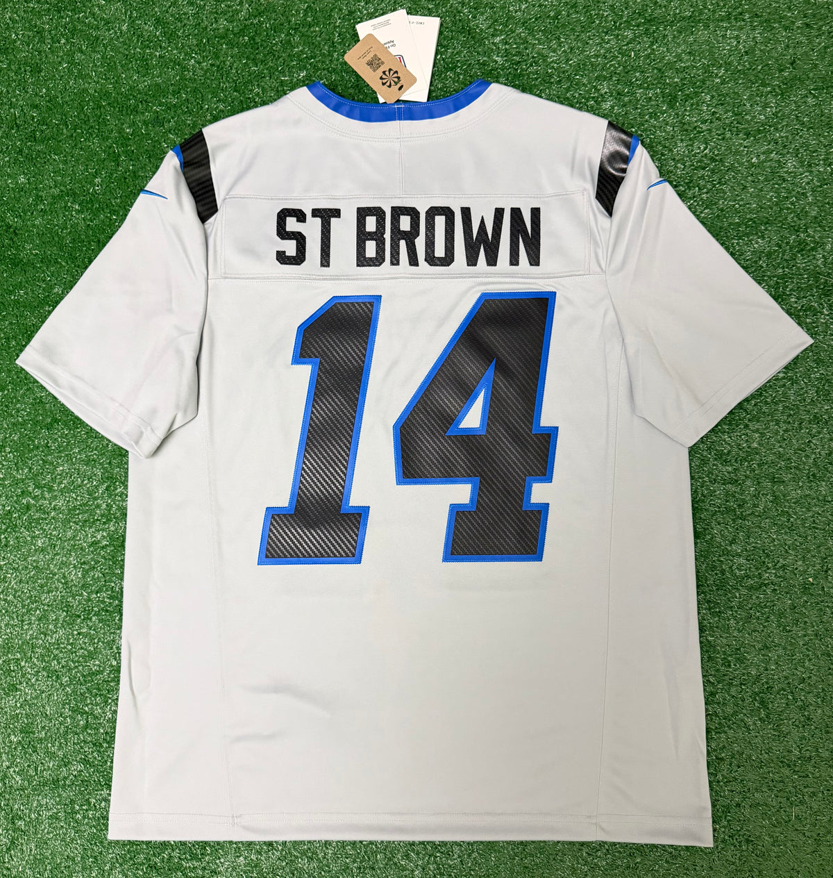 Amon Ra St Brown Detroit Lions Jersey #14 Nike Vapor FUSE Rivalry Gray Size (Large) NFL