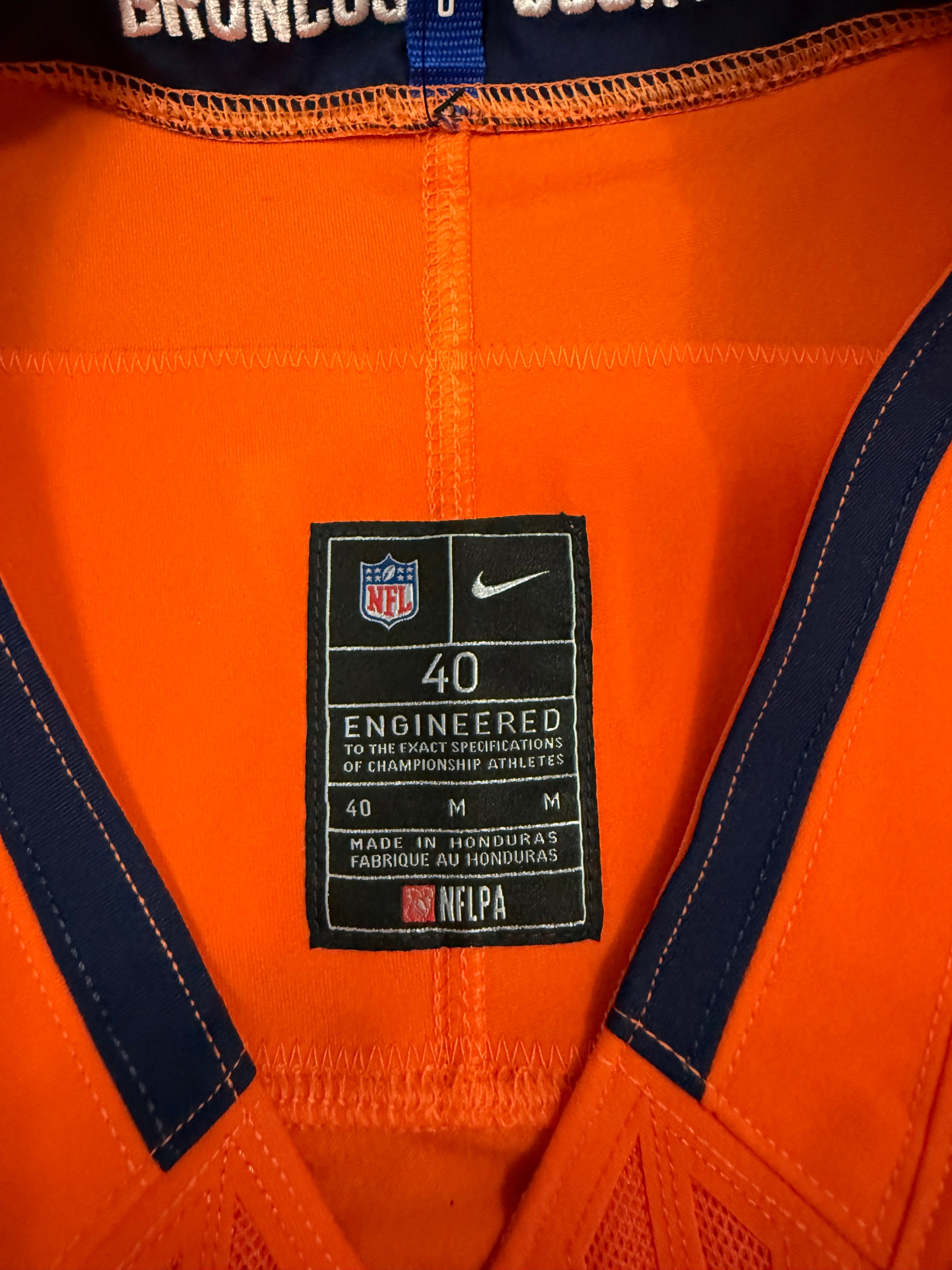 Bo Nix Denver Broncos Jersey #10 Nike Vapor Fuse Elite Orange Size 40 (M) NFL
