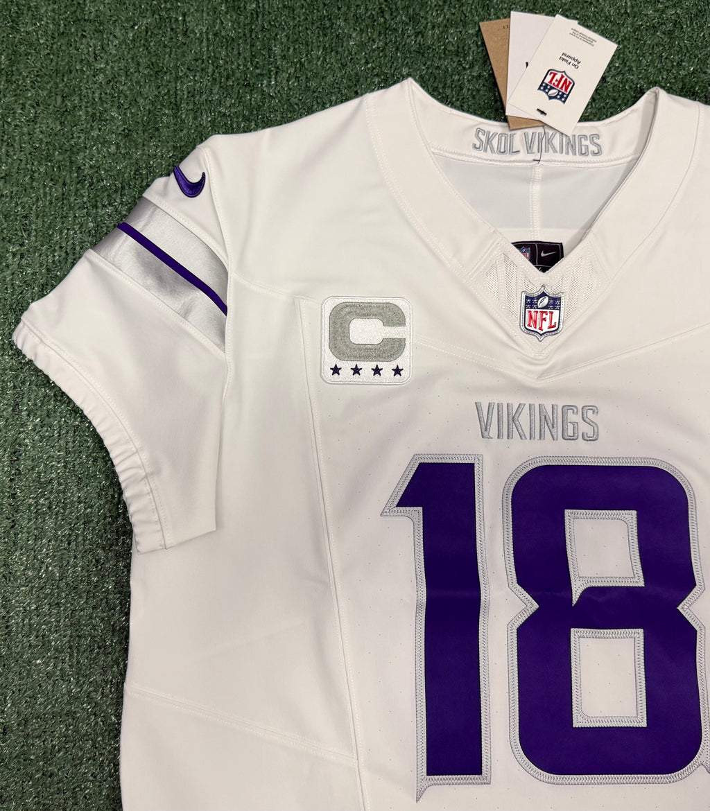 Justin Jefferson Minnesota Vikings Jersey #18 Nike Vapor FUSE Elite White Size 44 (Large) NFL
