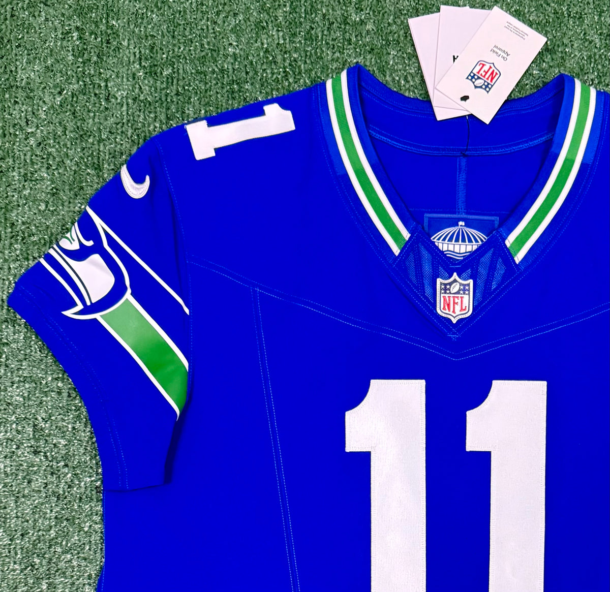 Jaxon Smith-Njigba Seattle Seahawks Jersey #11 Nike Vapor FUSE Elite Royal Blue Size 44 (L) NFL