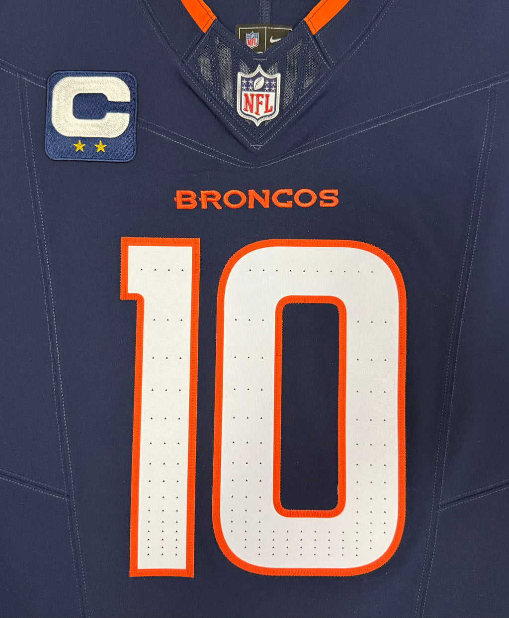 Bo Nix Denver Broncos Jersey #10 Nike Vapor Fuse Elite Navy Size 40 (M) NFL