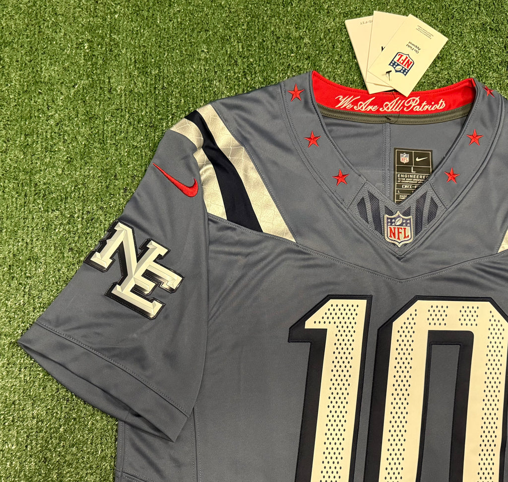 Drake Maye New England Patriots Jersey #10 Nike Vapor Fuse Limited Rivalry Blue Size (Large) NFL