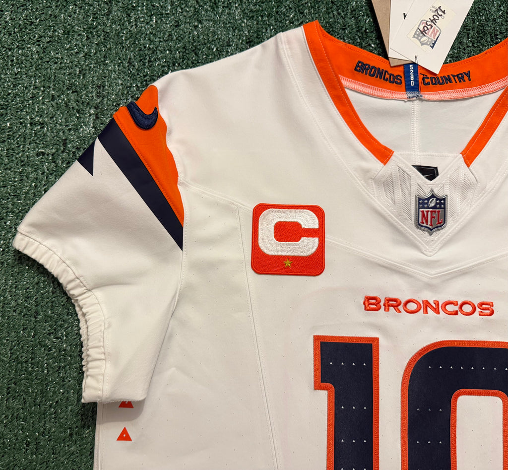 Bo Nix Denver Broncos Jersey #10 Nike Vapor Fuse Elite White Size 44 (L) NFL