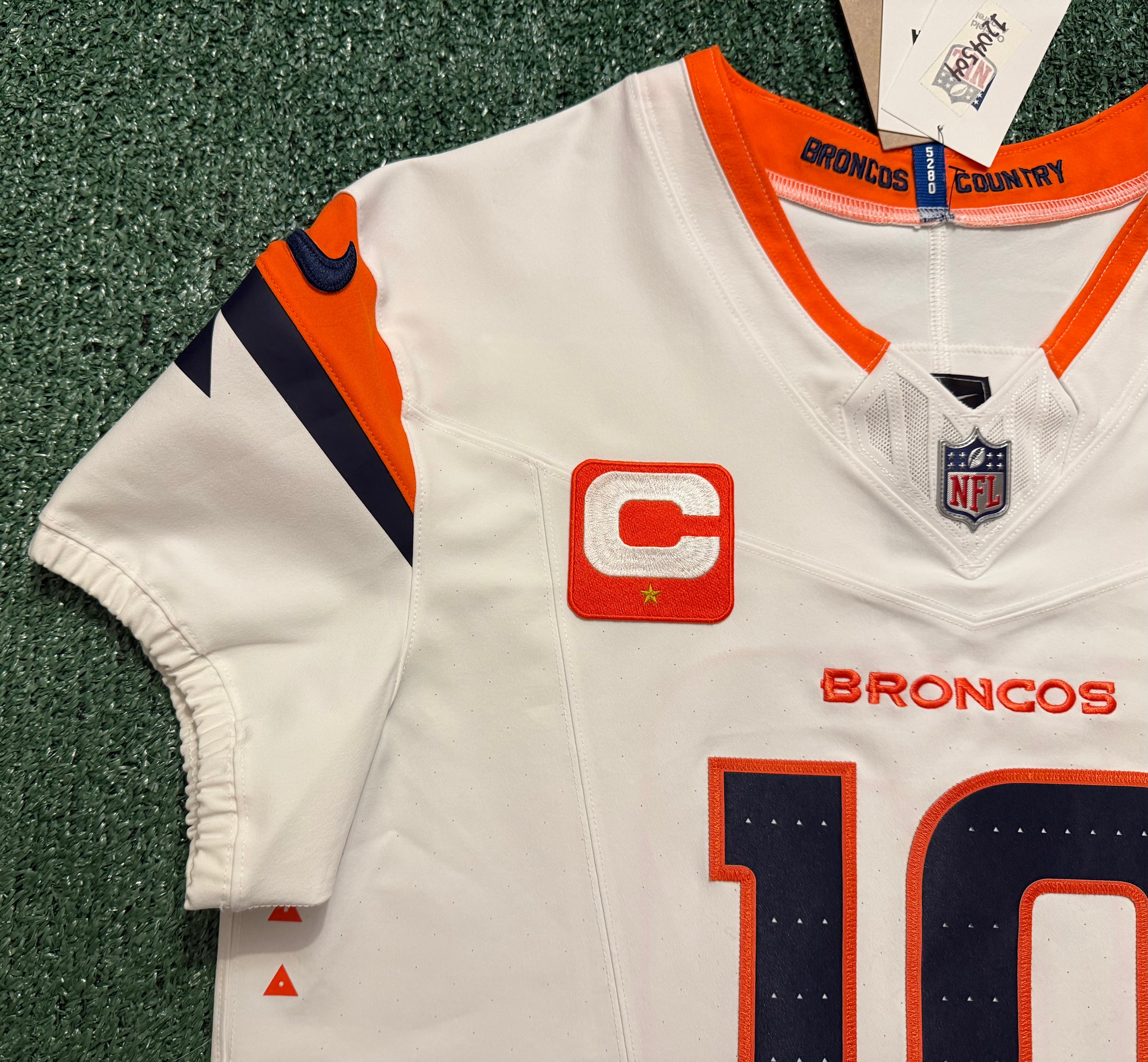 Bo Nix Denver Broncos Jersey #10 Nike Vapor Fuse Elite White Size 44 (L) NFL