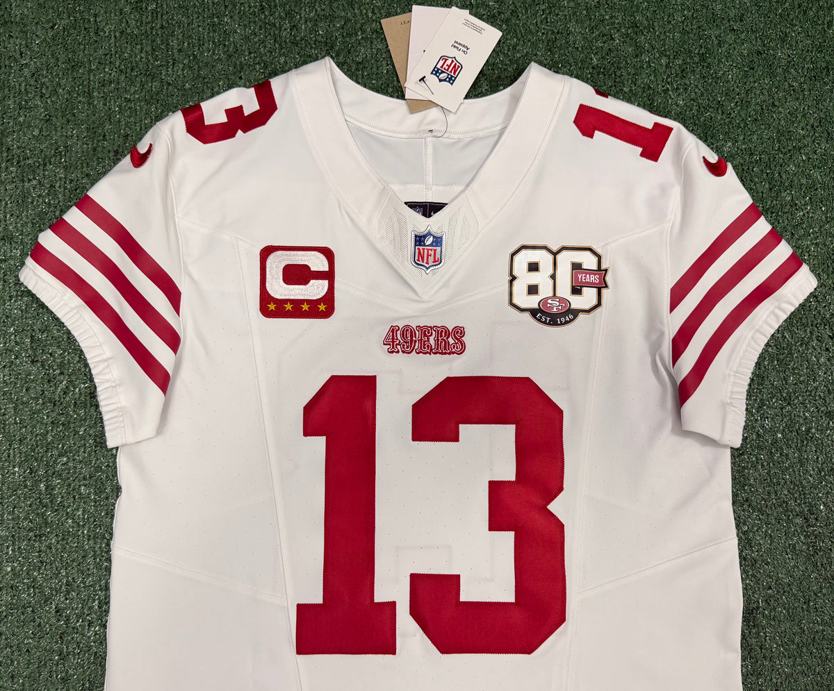 Brock Purdy San Francisco 49ers Jersey #13 Nike Vapor FUSE Elite White Size 44 (Large) NFL