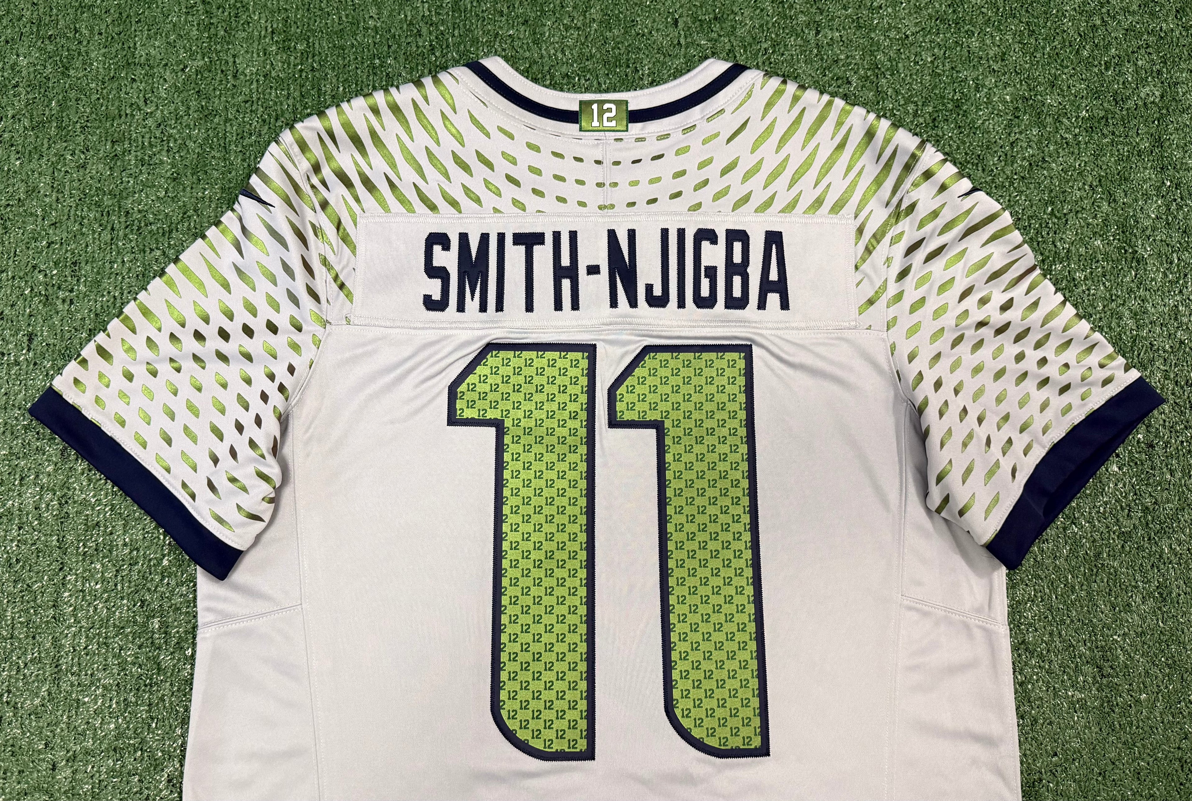 Jaxon Smith-Njigba Seattle Seahawks Jersey #11 Nike Vapor Fuse Limited Rivalry Gray Size (L) NFL