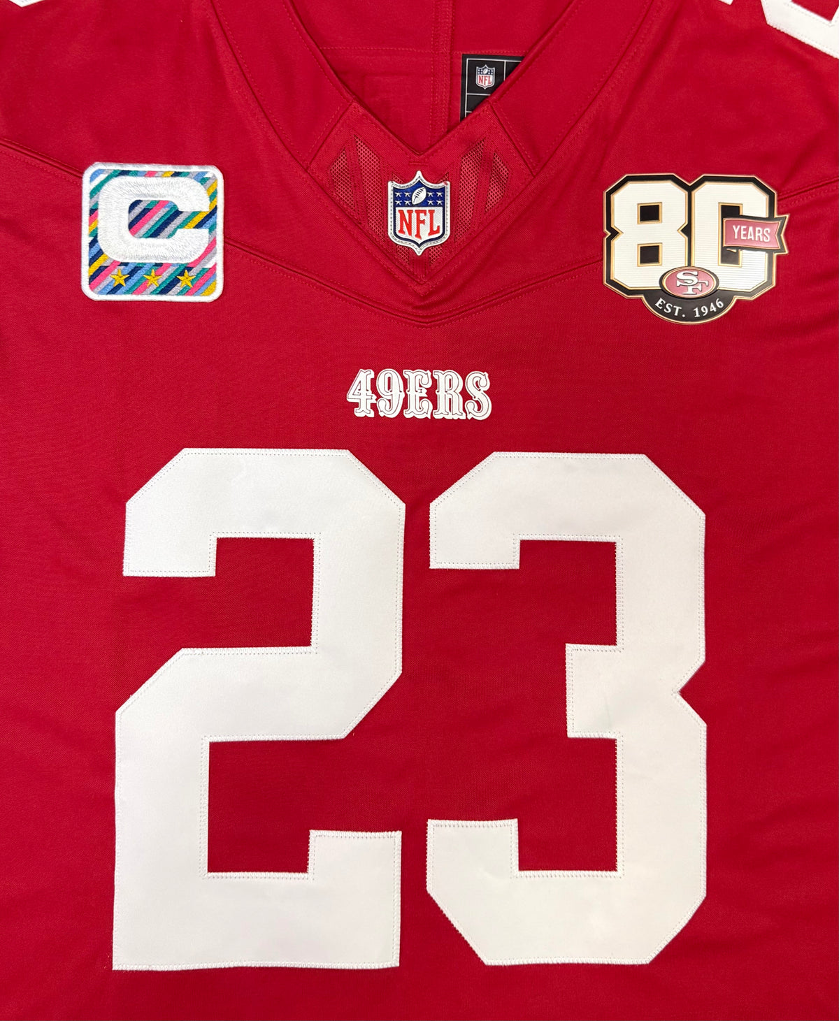 Christian McCaffrey San Francisco 49ers Jersey #23 Nike Vapor Fuse Limited Stitched Red Size (XL) NFL