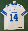 Amon Ra St Brown Detroit Lions Jersey #14 Nike Vapor Fuse Stitched Limited White Size (Large) NFL
