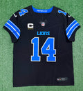Amon Ra St Brown Detroit Lions Jersey #14 Nike Vapor FUSE Elite Black Size 44 (Large) NFL