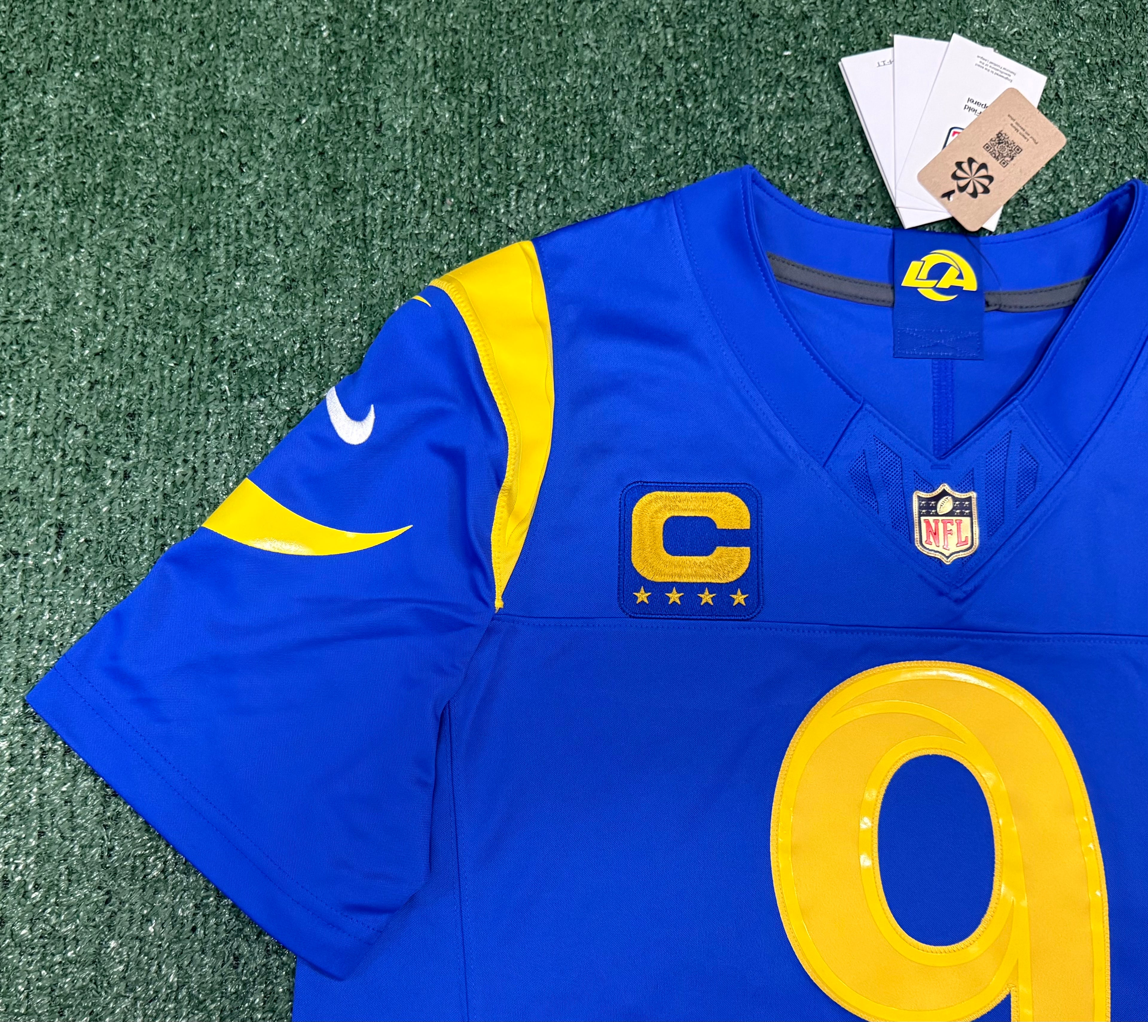 Matthew Stafford Los Angeles Rams Jersey #9 Nike Vapor Fuse Limited Stitched Blue Size (Large) NFL