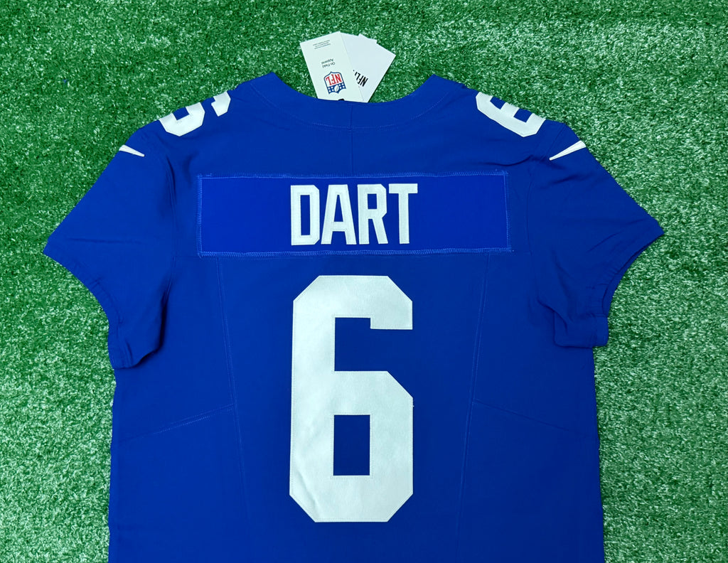 Jaxson Dart New York Giants Jersey #6 Nike Vapor FUSE Elite Blue Size 44 (Large) NFL
