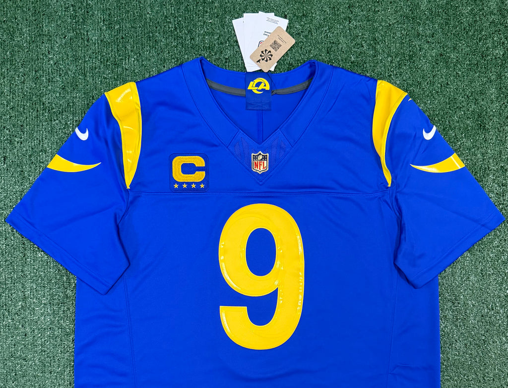 Matthew Stafford Los Angeles Rams Jersey #9 Nike Vapor Fuse Limited Stitched Blue Size (XL) NFL