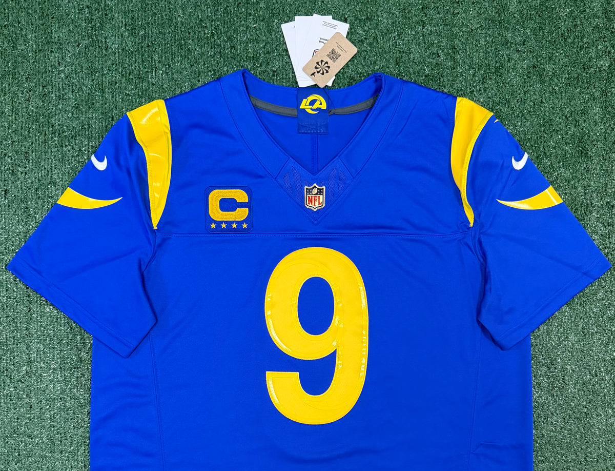 Matthew Stafford Los Angeles Rams Jersey #9 Nike Vapor Fuse Limited Stitched Blue Size (XL) NFL