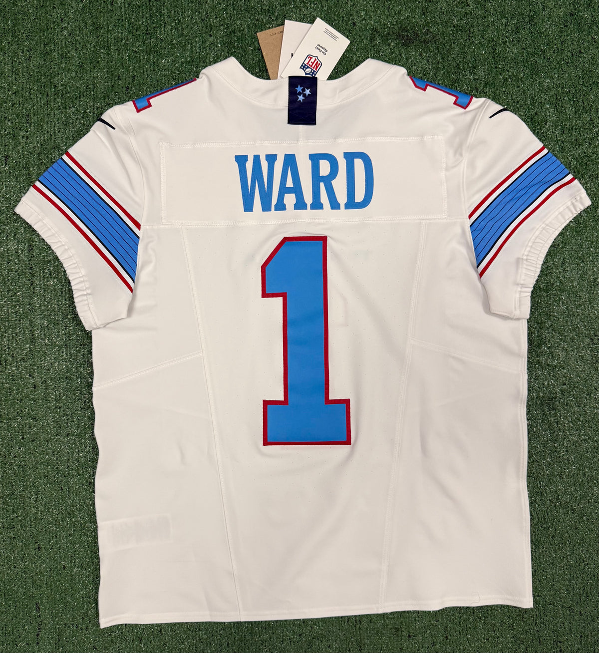 Cam Ward Tennessee Titans Jersey #1 Nike Vapor Fuse Elite White Size 44 (L) NFL