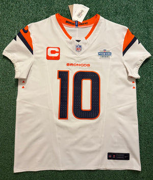 Bo Nix Denver Broncos Jersey #10 Nike Vapor Fuse Elite White Size 44 (L) NFL
