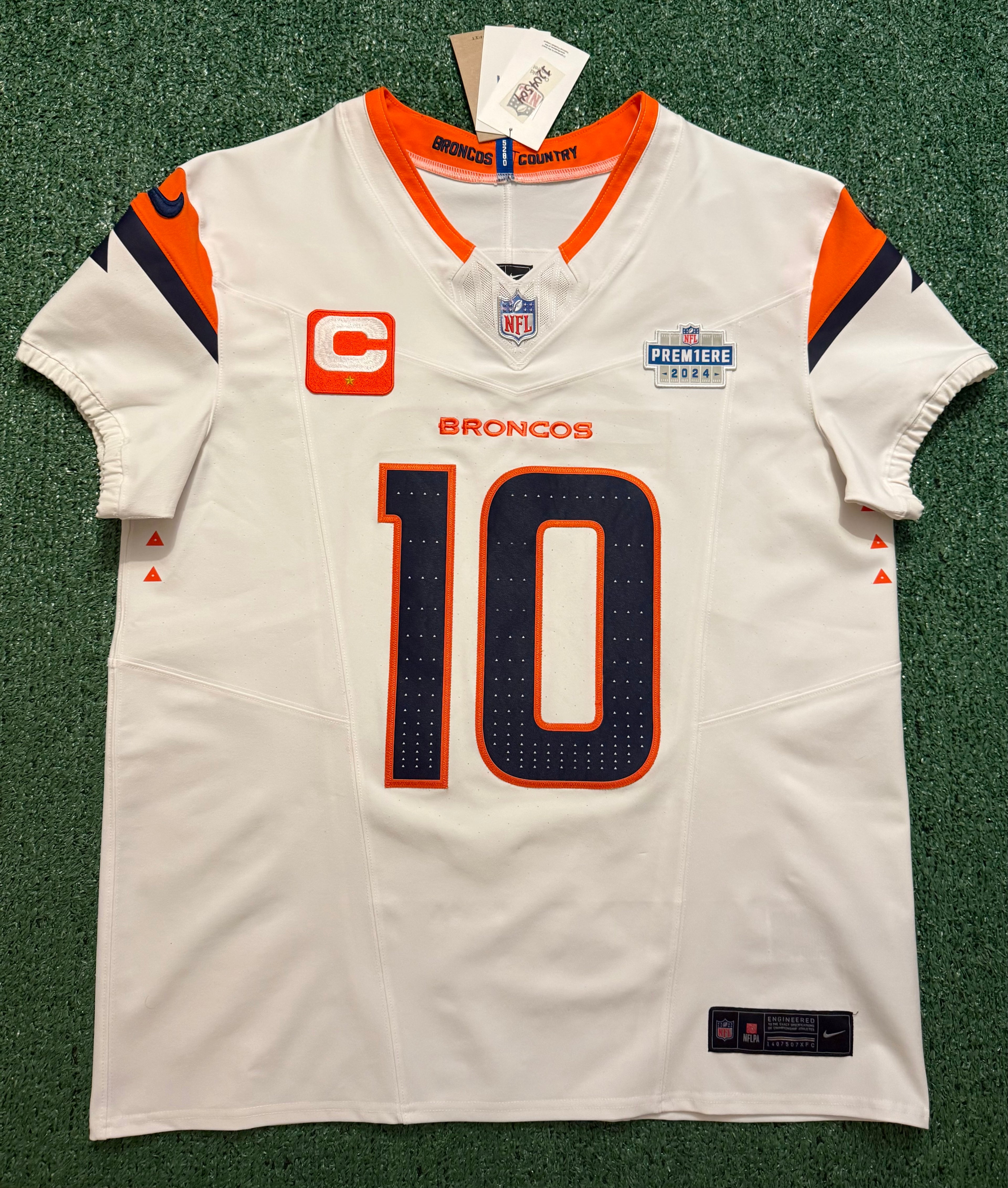 Bo Nix Denver Broncos Jersey #10 Nike Vapor Fuse Elite White Size 44 (L) NFL