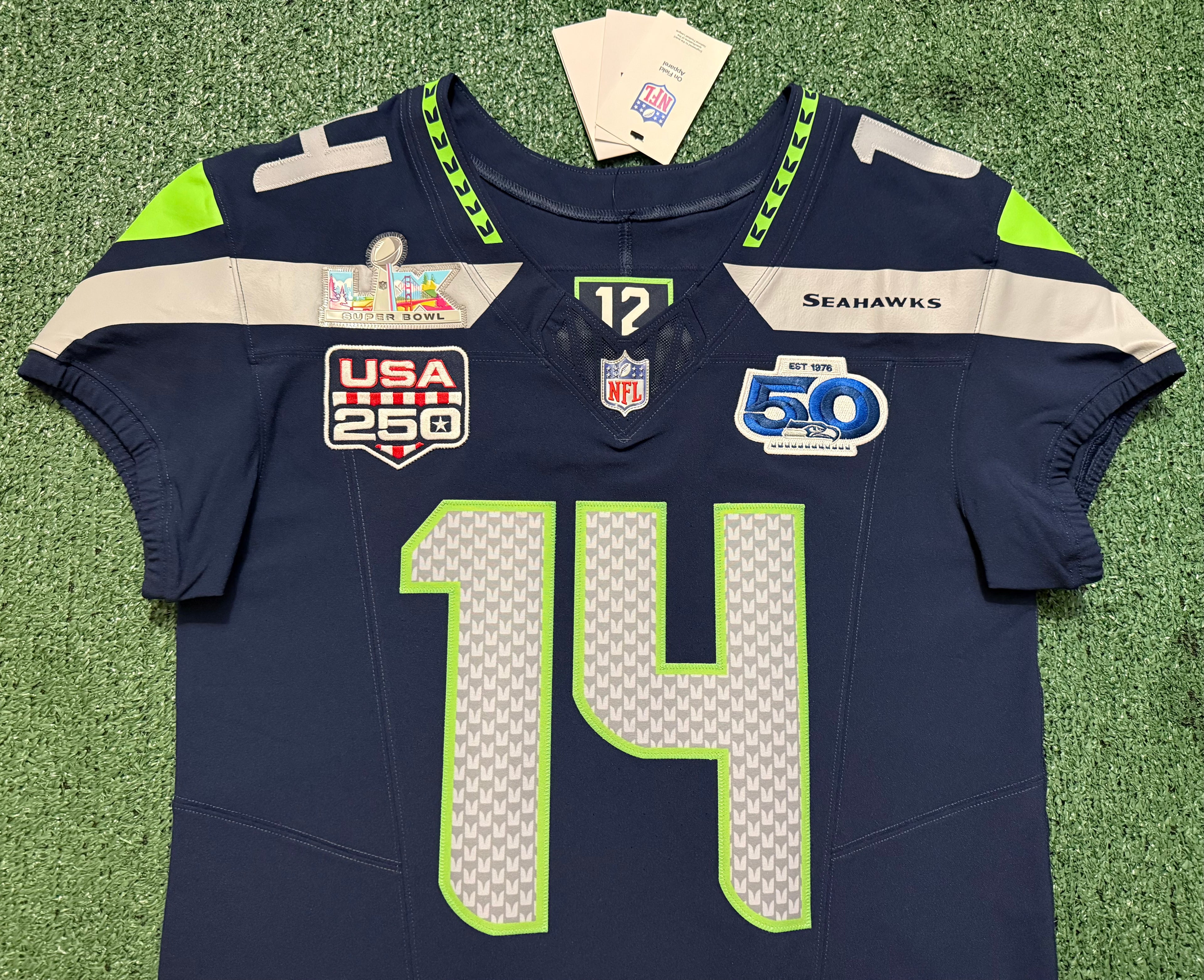 Sam Darnold Seattle Seahawks Jersey #14 Nike Vapor FUSE Elite Navy Size 40 (Medium) NFL