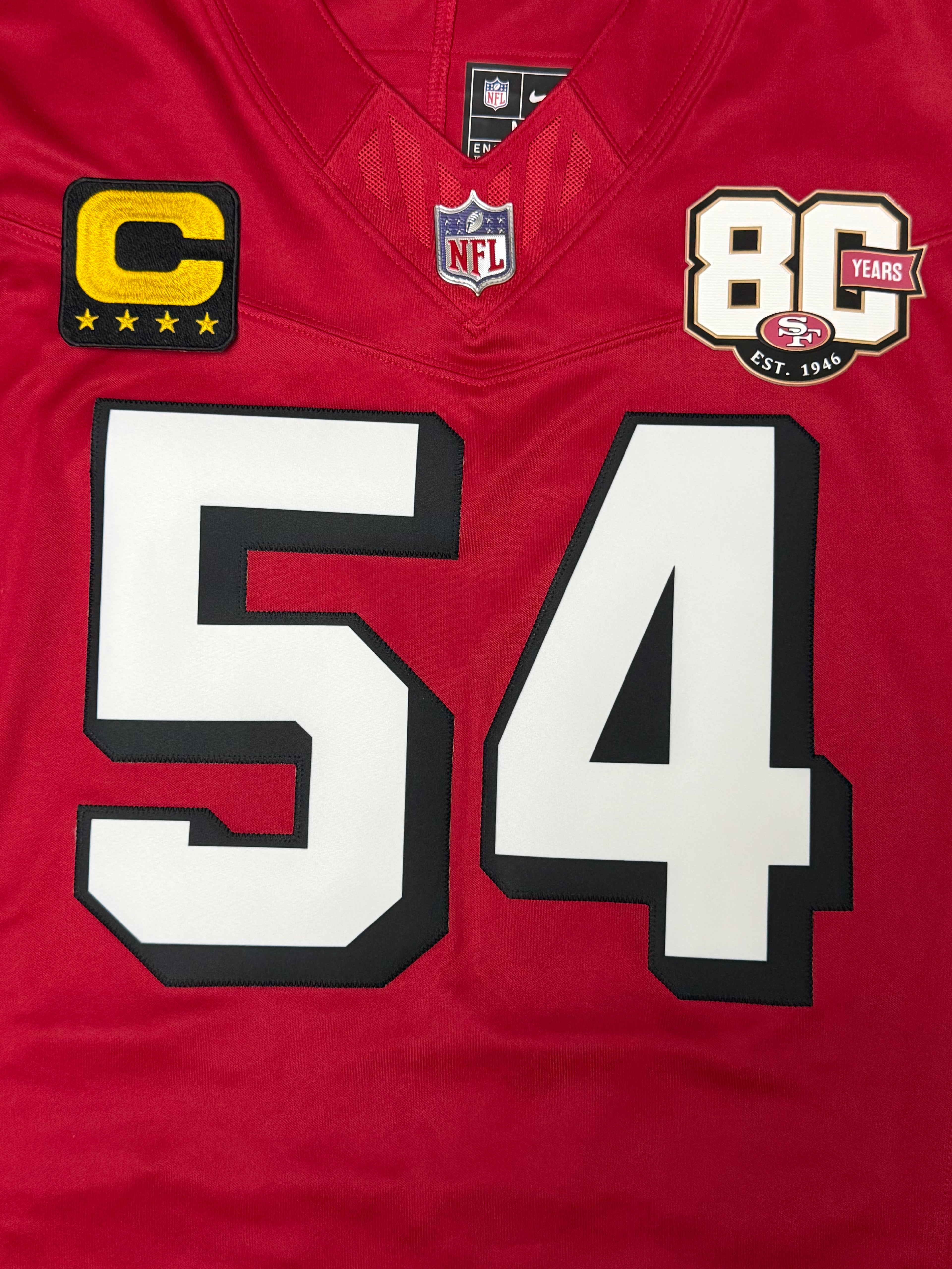 Fred Warner San Francisco 49ers Jersey #54 Nike Vapor Fuse Limited Stitched Red Size (Medium) NFL