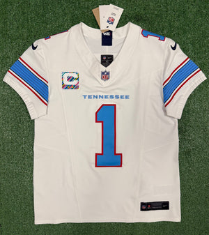 Cam Ward Tennessee Titans Jersey #1 Nike Vapor Fuse Elite White Size 40 (M) NFL