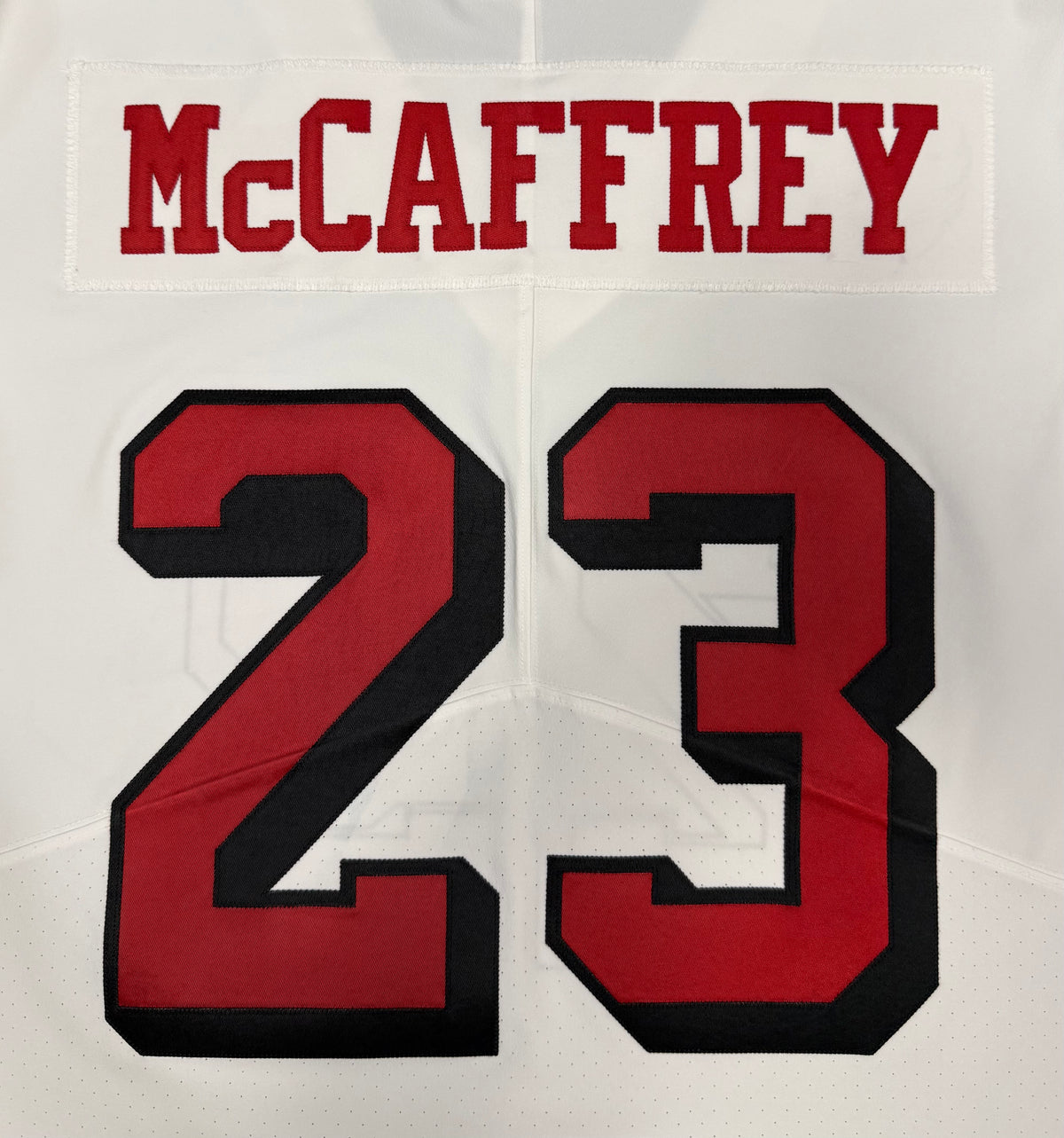 Christian McCaffrey San Francisco 49ers Jersey #23 Nike Vapor FUSE Elite White Size 48 (XL) NFL