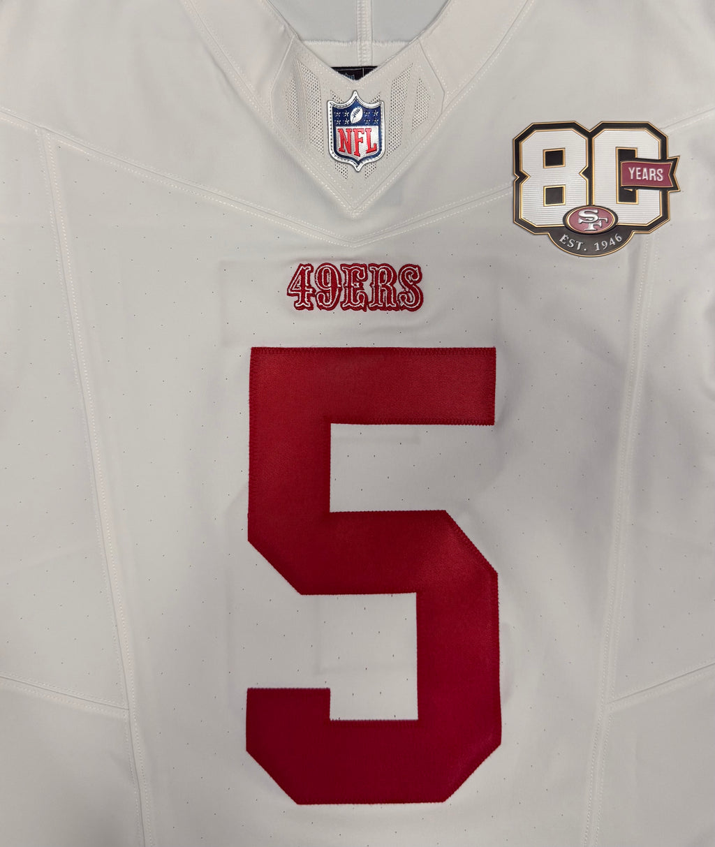 Mike Evans San Francisco 49ers Jersey #5 Nike Vapor FUSE Elite White Size 44 (Large) NFL