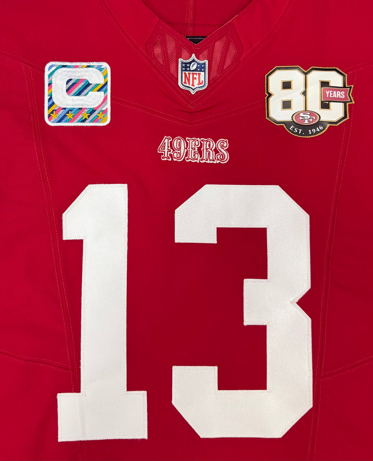 Brock Purdy San Francisco 49ers Jersey #13 Nike Vapor FUSE Elite Red Size 44 (Large) NFL
