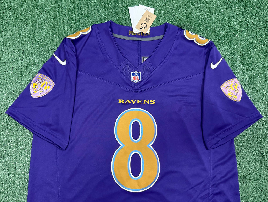 Lamar Jackson Baltimore Ravens Jersey #8 Nike Vapor FUSE Limited Purple Size (XL) NFL