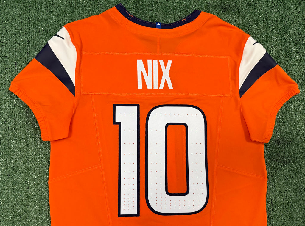 Bo Nix Denver Broncos Jersey #10 Nike Vapor Fuse Elite Orange Size 40 (M) NFL