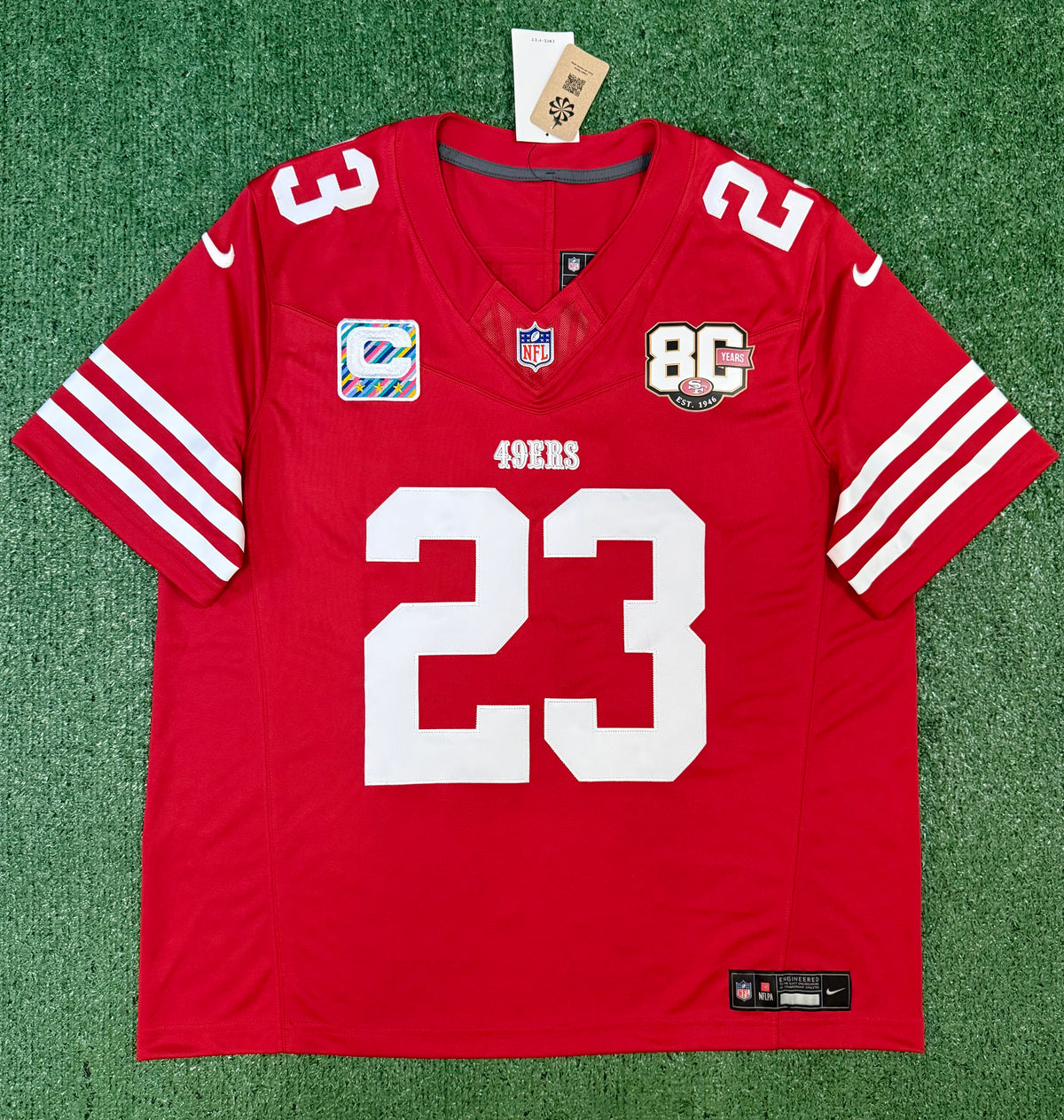 Christian McCaffrey San Francisco 49ers Jersey #23 Nike Vapor Fuse Limited Stitched Red Size (XL) NFL
