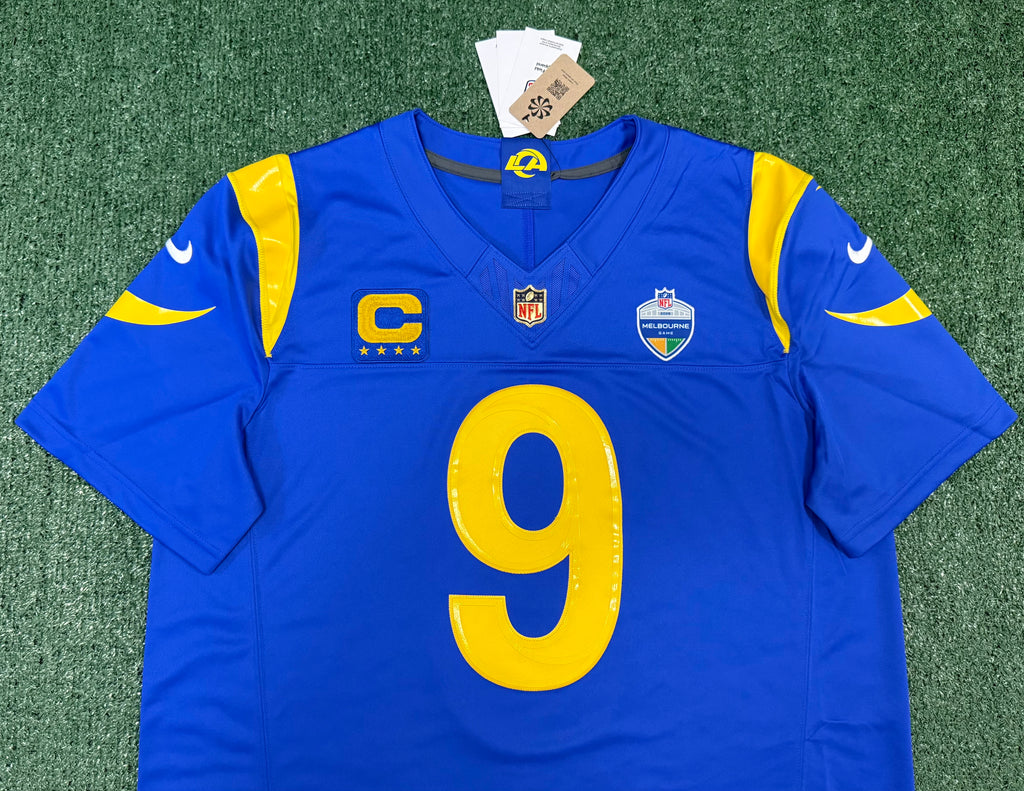 Matthew Stafford Los Angeles Rams Jersey #9 Nike Vapor Fuse Limited Stitched Blue Size (XL) NFL
