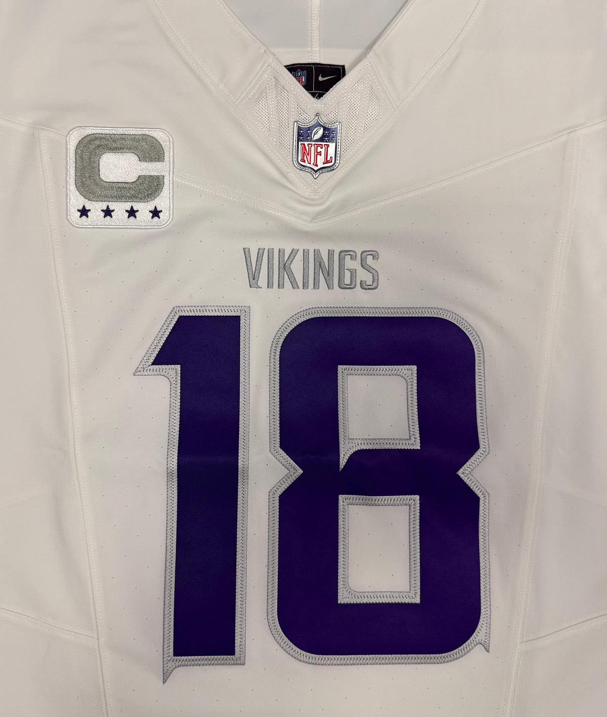 Justin Jefferson Minnesota Vikings Jersey #18 Nike Vapor FUSE Elite White Size 44 (Large) NFL