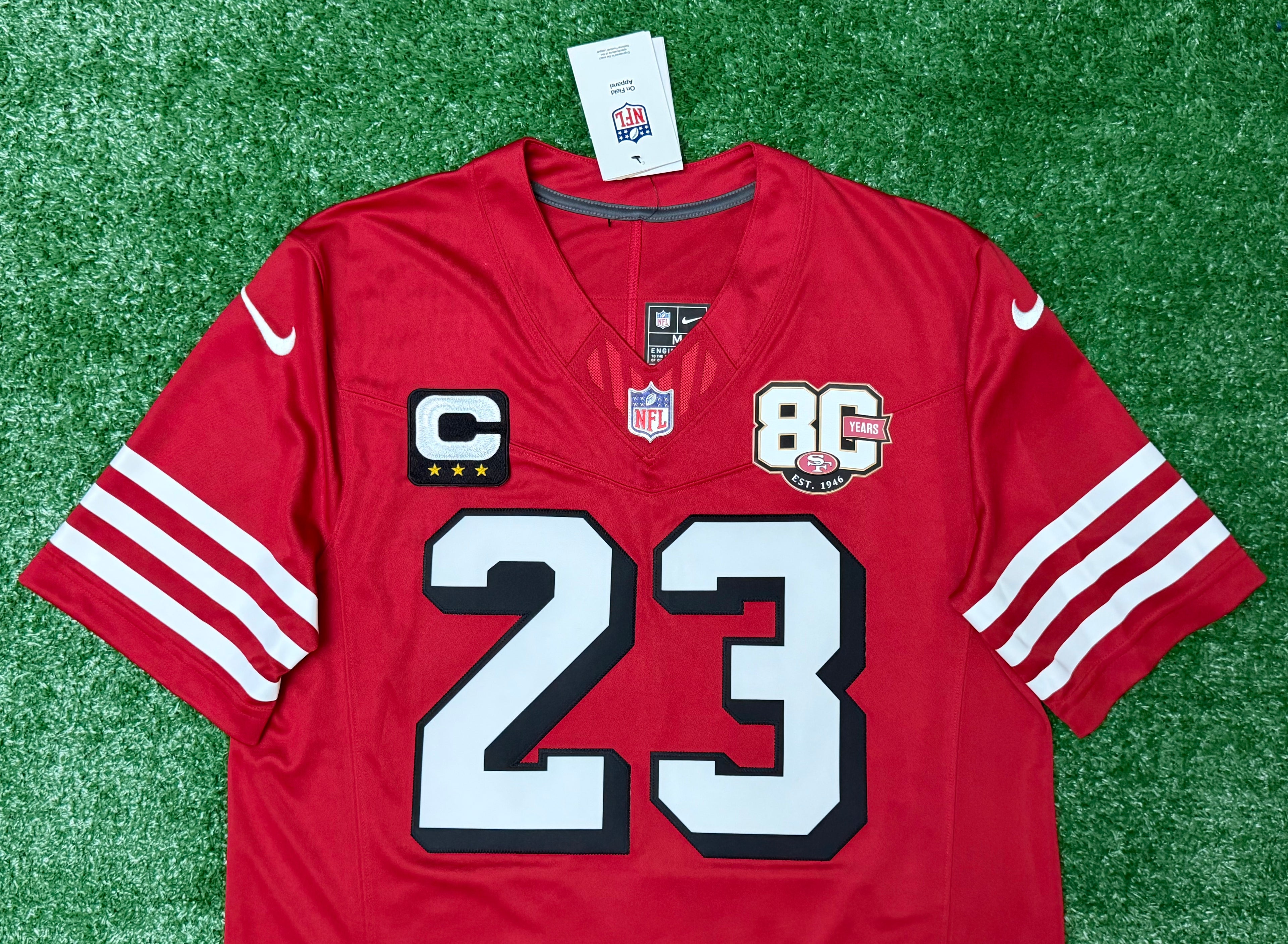 Christian McCaffrey San Francisco 49ers Jersey #23 Nike Vapor Fuse Limited Stitched Red Size (Medium) NFL