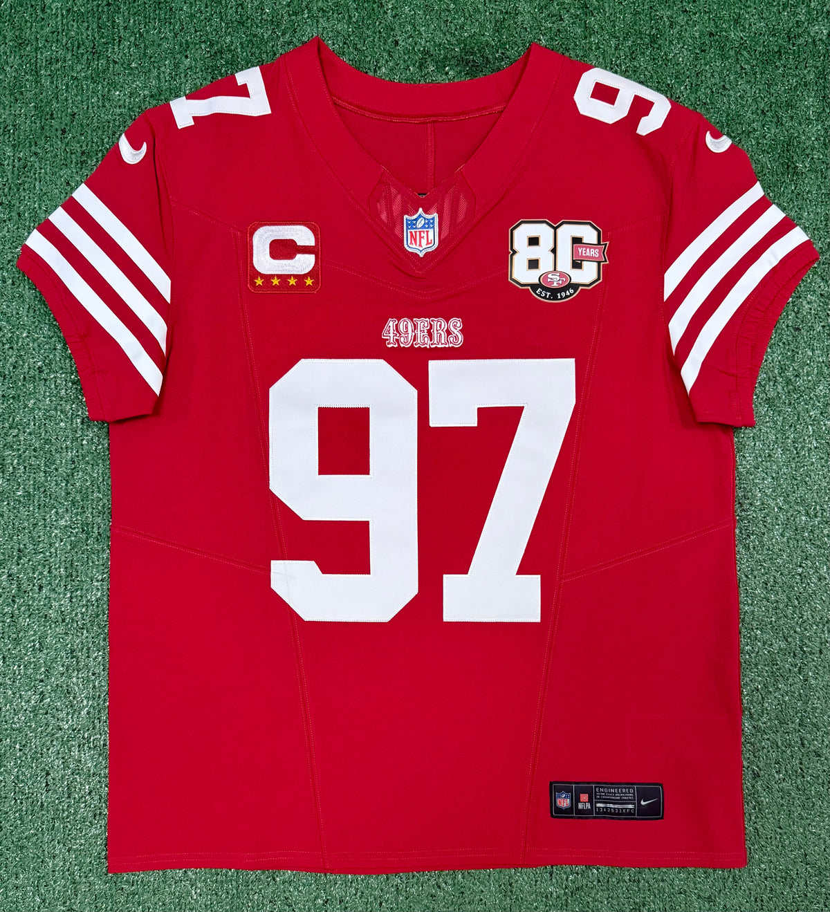 Nick Bosa San Francisco 49ers Jersey #97 Nike Vapor FUSE Elite Red Size 44 (Large) NFL