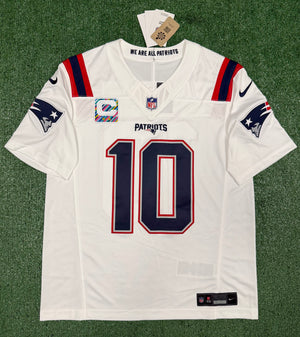 Drake Maye New England Patriots Jersey #10 Nike Vapor Fuse Limited White Size (Medium) NFL