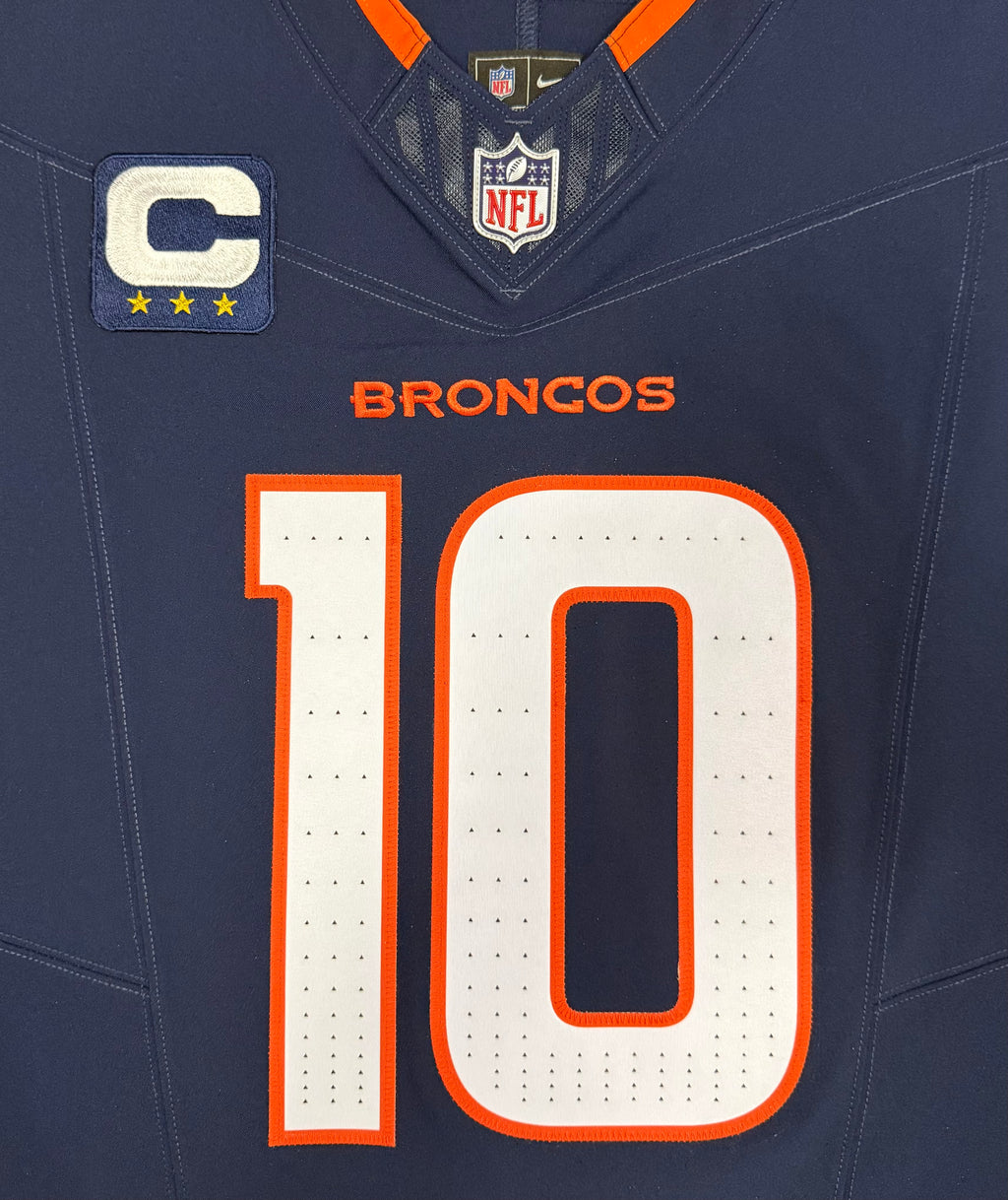 Bo Nix Denver Broncos Jersey #10 Nike Vapor Fuse Elite Navy Size 40 (M) NFL