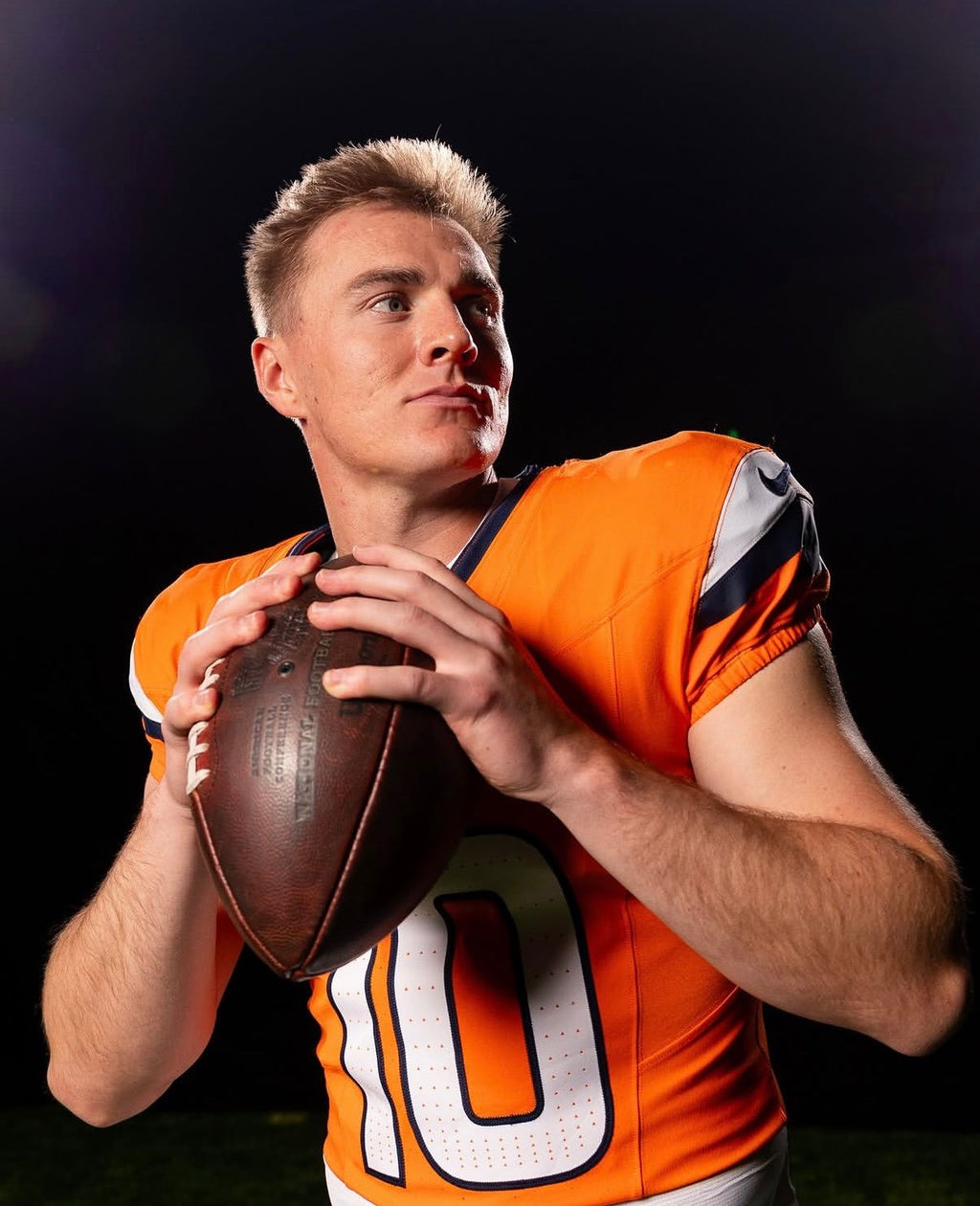 Bo Nix Denver Broncos Jersey #10 Nike Vapor Fuse Elite Orange Size 44 (L) NFL