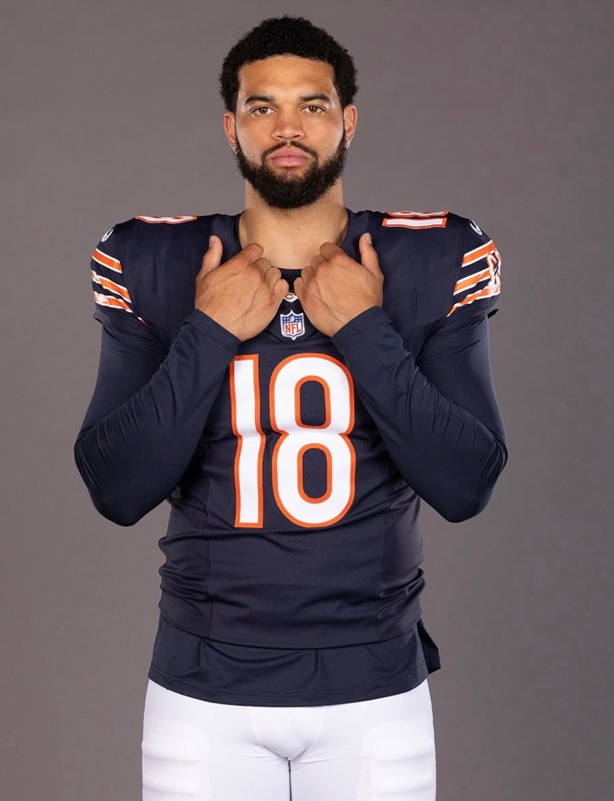 Caleb Williams Chicago Bears Jersey #18 Nike Vapor FUSE Elite Navy Size 44 (Large) NFL