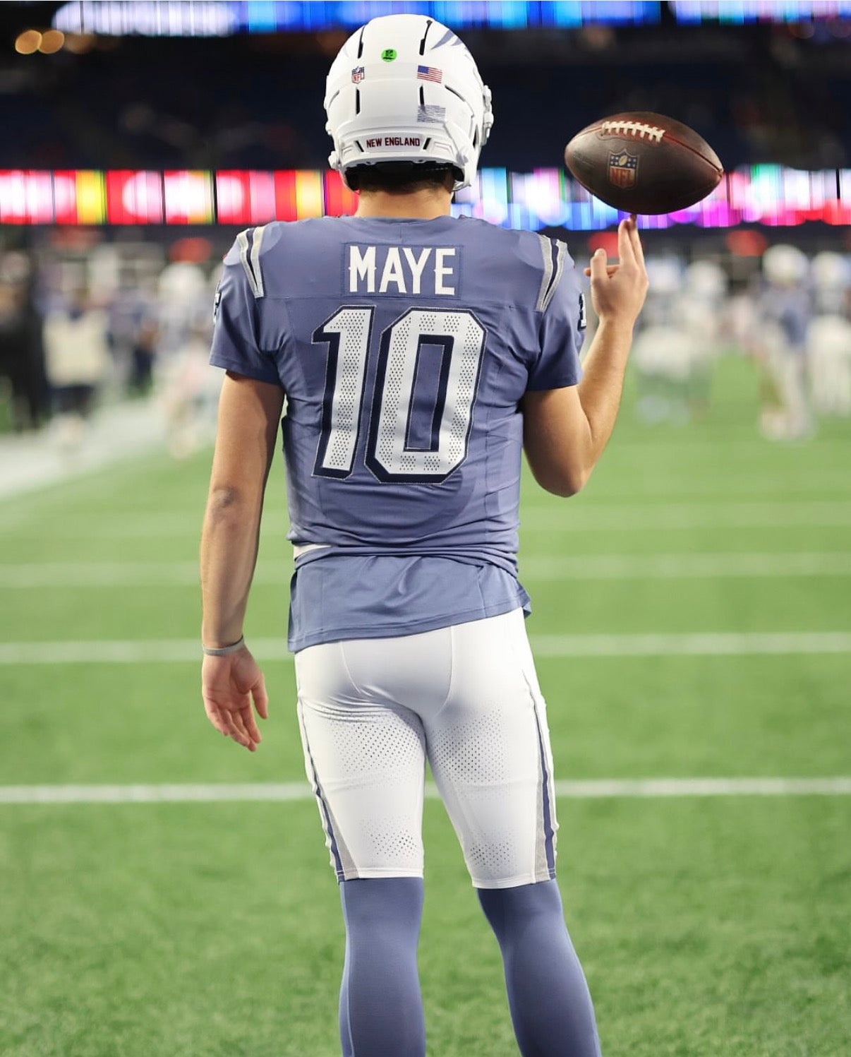 Drake Maye New England Patriots Jersey #10 Nike Vapor Fuse Limited Rivalry Blue Size (Large) NFL