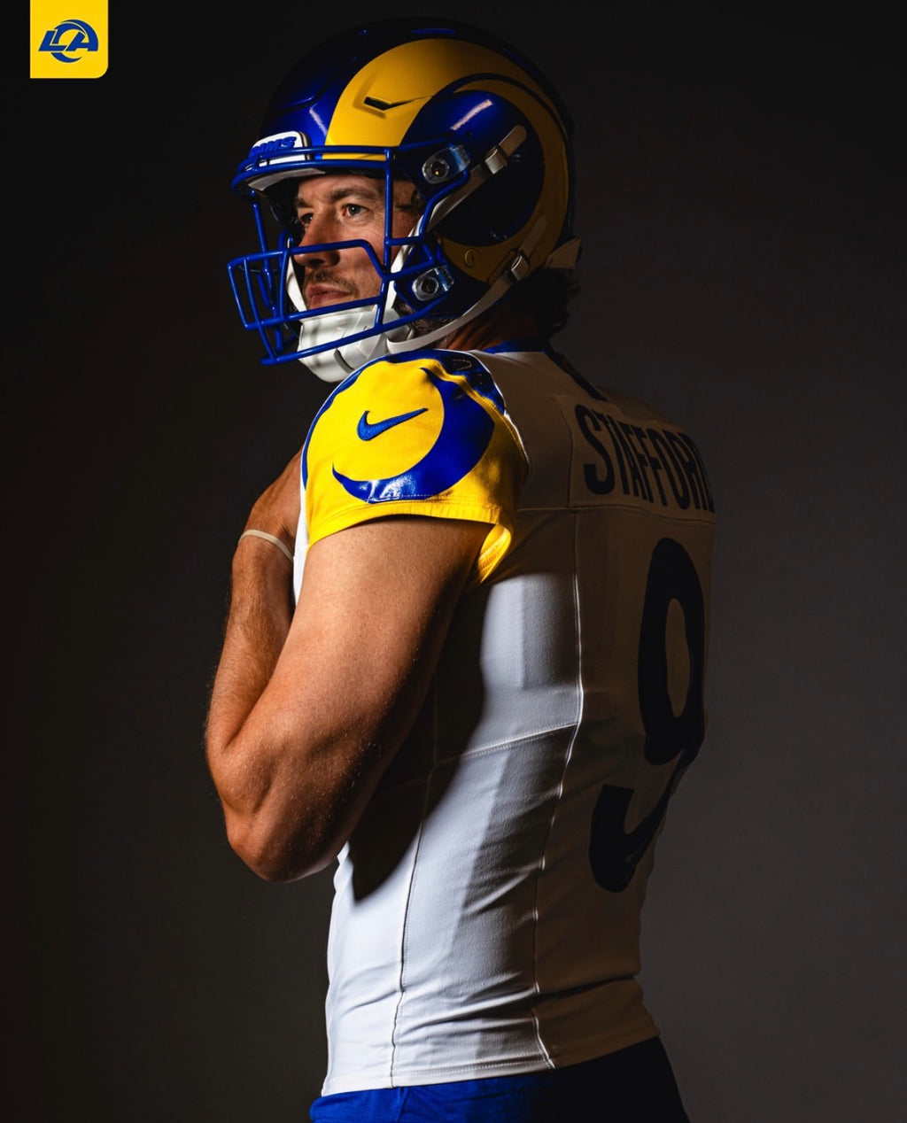 Matthew Stafford Los Angeles Rams Jersey #9 Nike Vapor Fuse Limited Stitched White Size (Medium) NFL