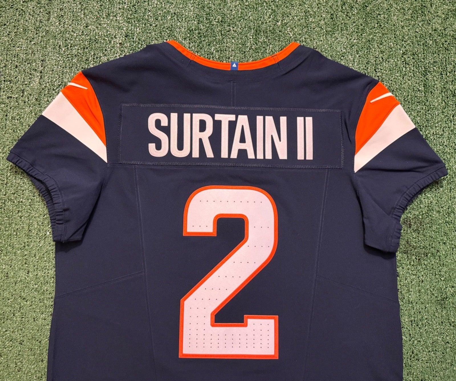 Pat Surtain II Denver Broncos Jersey #2 Nike Vapor Fuse Elite Navy Size 44 (L) NFL