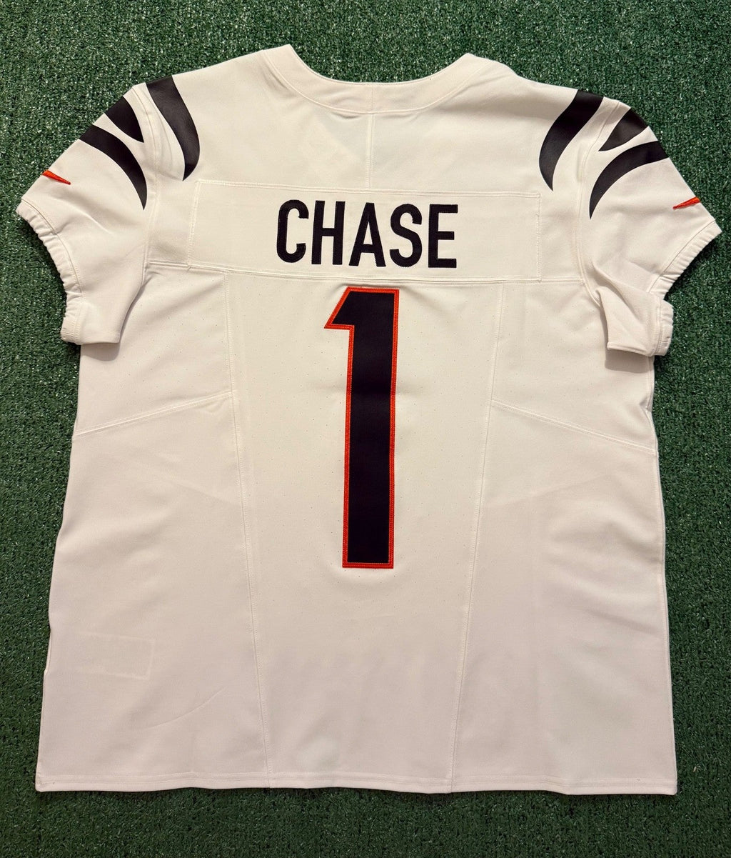 Ja'Marr Chase Cincinnati Bengals Jersey #1 Nike Vapor Fuse Elite White Size 48 (XL) NFL