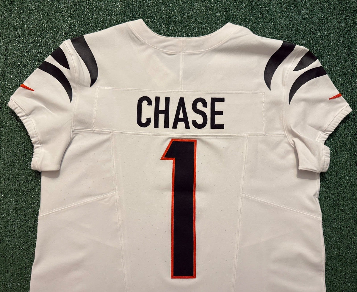 Ja'Marr Chase Cincinnati Bengals Jersey #1 Nike Vapor Fuse Elite White Size 48 (XL) NFL