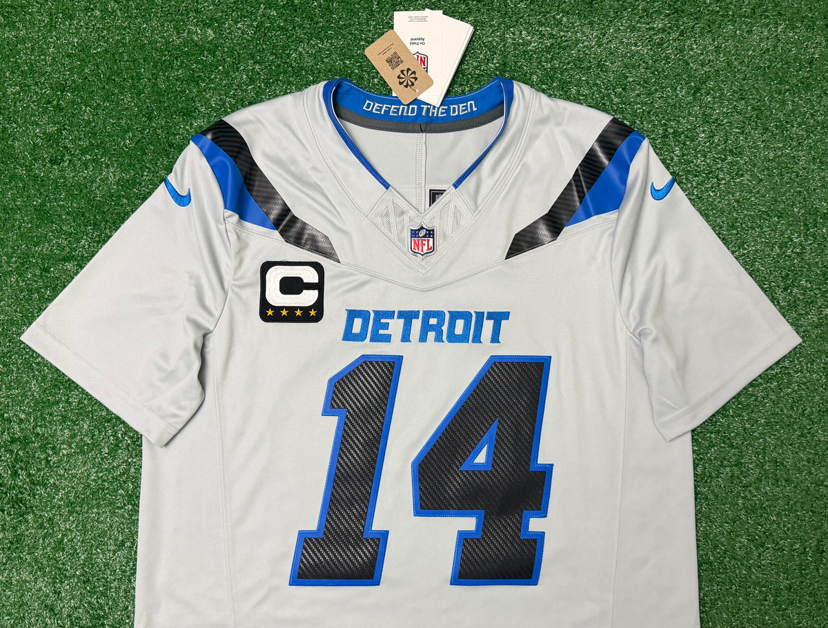 Amon Ra St Brown Detroit Lions Jersey #14 Nike Vapor FUSE Rivalry Gray Size (Large) NFL