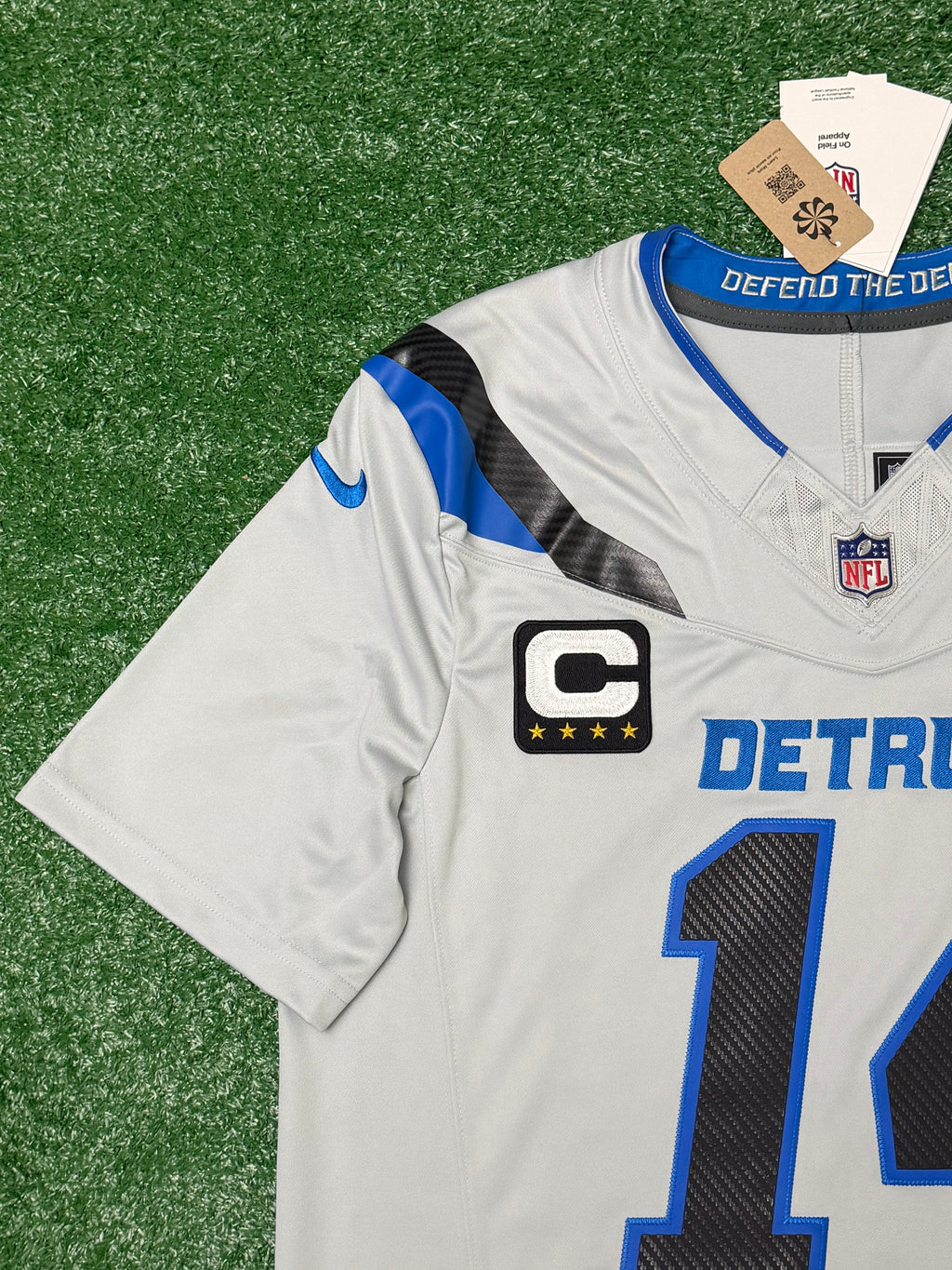 Amon Ra St Brown Detroit Lions Jersey #14 Nike Vapor FUSE Rivalry Gray Size (Large) NFL