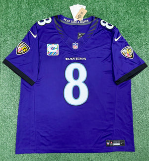 Lamar Jackson Baltimore Ravens Jersey #8 Nike Vapor FUSE Limited Purple Size (XL) NFL