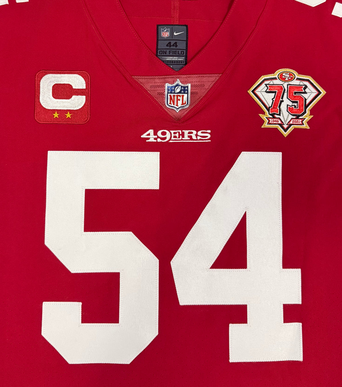 Fred Warner San Francisco 49ers Jersey #54 Nike Vapor Elite Red Size 44 (Large) NFL
