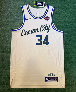 Giannis Antetokounmpo Milwaukee Bucks Jersey #34 Nike Vaporknit Authentic Cream Size 44 (Medium) NBA
