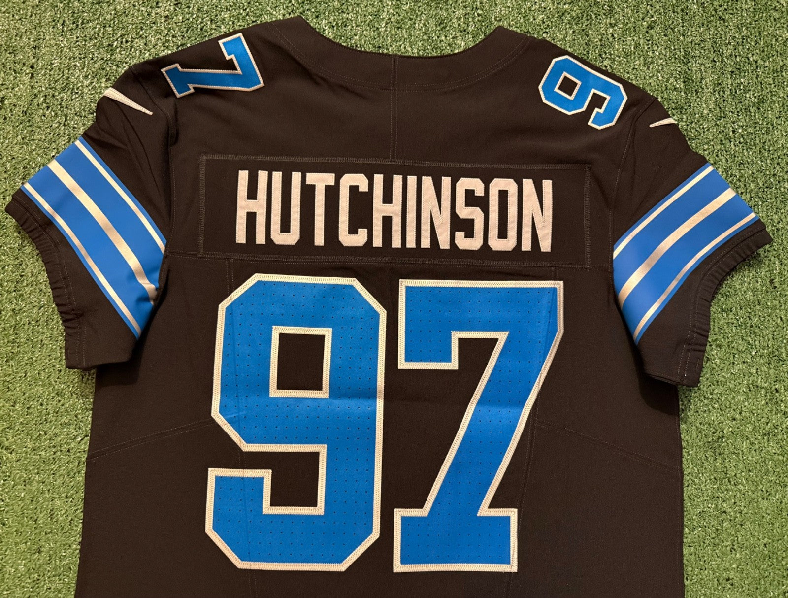 Aidan Hutchinson Detroit Lions Jersey #97 Nike Vapor FUSE Elite black size 44 (Large) NFL